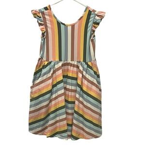 Hanna Anderson multi color stripe skater dress size 8